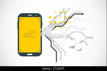 Mobile phone background. Вig data flow processing concept, cloud database. Abstract technology CPU theme illustration. Stock Vector
