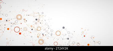 Geometric abstract background with connected line and dots. Futuristic digital background for science and technology. Vector Stock Vector