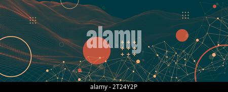 Template for science and technology presentation. Plexus style background. Vector Stock Vector