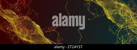 Polygonal science background with connecting dots and lines. Digital data visualization. Vector Stock Vector