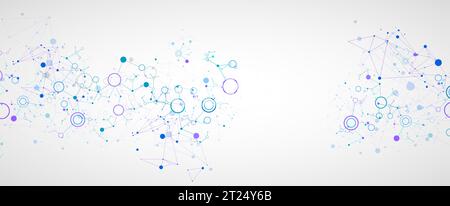 Geometric abstract background with connected line and dots. Futuristic digital background for science and technology. Vector Stock Vector