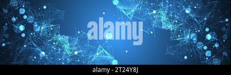 Abstract polygonal vector background with connecting dots and lines. Template for science and technology presentation. Plexus style. Stock Vector