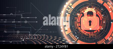 Data security Illustrates cyber data or information privacy idea. Color abstract  internet technology. Stock Vector