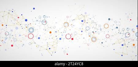 Geometric abstract background with connected line and dots. Futuristic digital background for science and technology. Vector Stock Vector