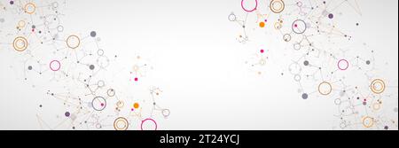 Geometric abstract background with connected line and dots. Futuristic digital background for science and technology. Vector Stock Vector