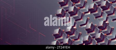 Smart city. Isometric big data concept, database.  Abstract technology background. Vector illustration Stock Vector