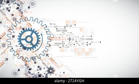 Abstract  technological background  with cogwheels and plexus effect. Vector Stock Vector