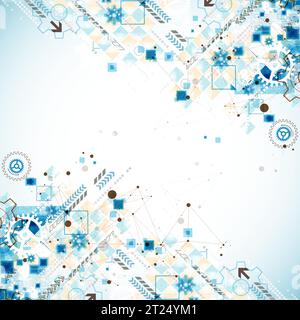 Abstract  technological background  with cogwheels and plexus effect. Vector Stock Vector