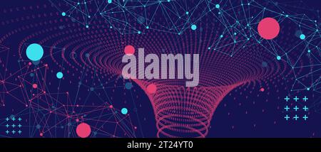 Square pattern.  Perspective grid background. Technology(science) style. Vector Illustration. Stock Vector