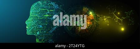 Plexus Artificial Intelligence concept.  Creative brain concept background. Vector science illustration. Stock Vector