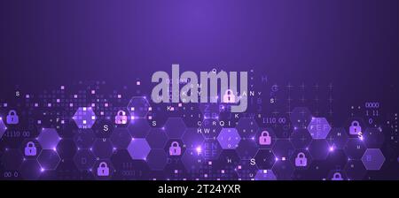 Secure digital background. Virtual confidential, programming protection. Vector Stock Vector