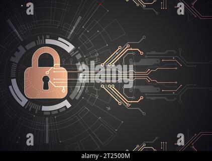 Data security Illustrates cyber data or information privacy idea. Color abstract  internet technology. Stock Vector