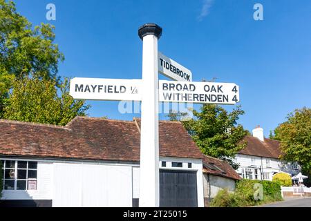 Vintage road sign, Fletching Street, Mayfield, East Sussex, England, United Kingdom Stock Photo
