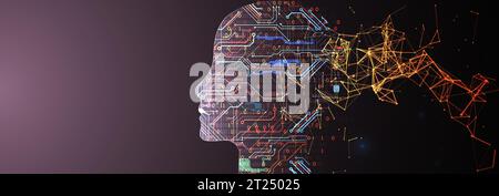 Plexus Artificial Intelligence concept.  Creative brain concept background. Vector science illustration. Stock Vector