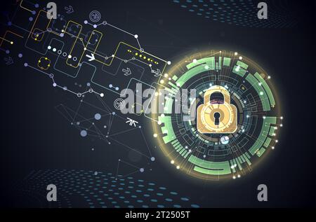 Data security Illustrates cyber data or information privacy idea. Color abstract  internet technology. Stock Vector
