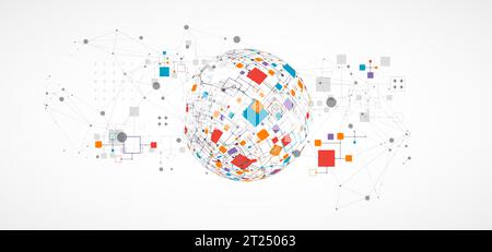 Abstract technology sphere background. Global network consept. Stock Vector