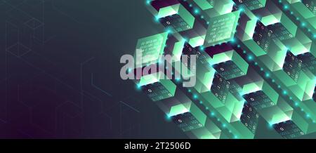 Smart city. Isometric big data concept, database.  Abstract technology background. Vector illustration Stock Vector