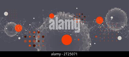 Abstract sphere background with plexus effect. 3D surface. Vector Stock Vector