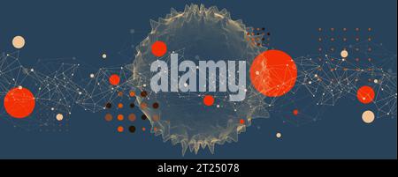 Abstract sphere background with plexus effect. 3D surface. Vector Stock Vector
