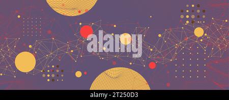 Abstract sphere background with plexus effect. 3D surface. Vector Stock Vector