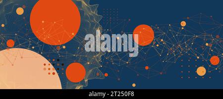 Abstract sphere background with plexus effect. 3D surface. Vector Stock Vector