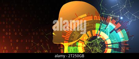 Plexus Artificial Intelligence concept.  Creative brain concept background. Vector science illustration. Stock Vector