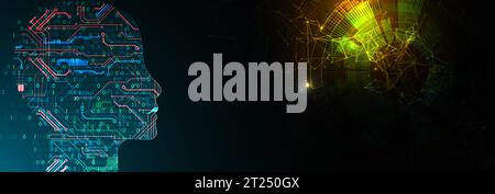 Plexus Artificial Intelligence concept.  Creative brain concept background. Vector science illustration. Stock Vector