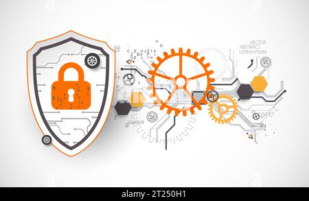 Technological abstract background on the topic of information protection and computer security. Vector Stock Vector