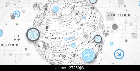 Abstract technology sphere background. Global network consept. Stock Vector