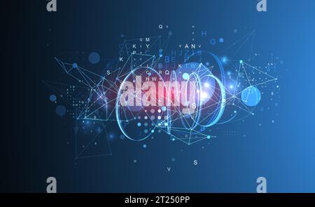 Abstract swirling  lines with plexus effect. Futuristic geometric composition. Background for design works. Stock Vector