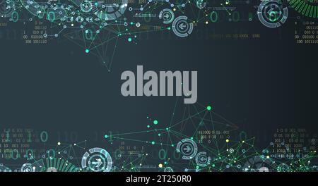 digital network power with binary code background vector illustration ...