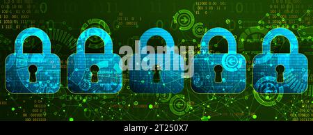 Padlock icon.Ppersonal data security Illustrates cyber data or information privacy idea. Color abstract  internet technology. Stock Vector