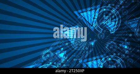 Abstract blue digital communication technology background. Stock Vector