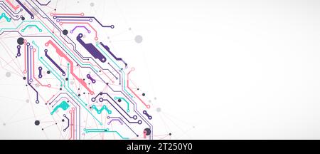 Abstract background with plexus effect. Scientific and technological concept with the use of technical elements formed in the shape of a circle. Vecto Stock Vector