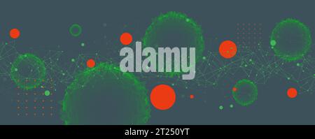 Abstract sphere background with plexus effect. 3D surface. Vector Stock Vector