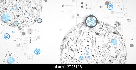 Abstract technology sphere background. Global network consept. Stock Vector