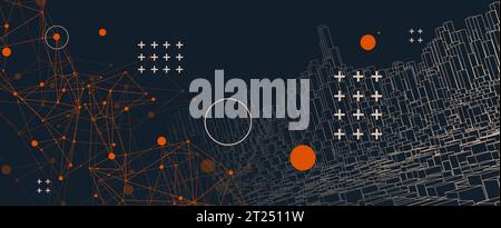 Square pattern. Wireframe background. Futuristic vector illustration. Stock Vector