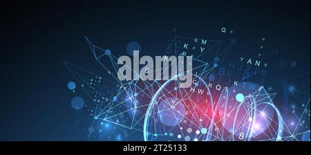 Abstract swirling  lines with plexus effect. Futuristic geometric composition. Background for design works. Stock Vector
