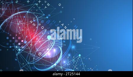 Abstract swirling  lines with plexus effect. Futuristic geometric composition. Background for design works. Stock Vector