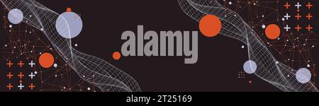 Abstract  background with wireframe waves. 3D surface. Vector Stock Vector