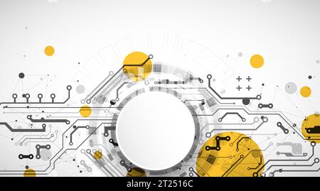 Abstract background. Scientific and technological concept with the use of technical elements formed in the shape of a circle. Vector Stock Vector