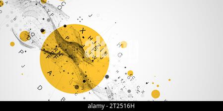 Abstract scientific and technical background. Frame wave with the inclusion of letters. Stock Vector