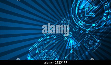 Abstract blue digital communication technology background. Stock Vector