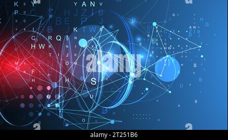 Abstract swirling  lines with plexus effect. Futuristic geometric composition. Background for design works. Stock Vector