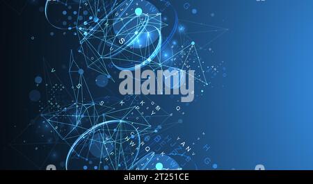 Abstract swirling  lines with plexus effect. Futuristic geometric composition. Background for design works. Stock Vector