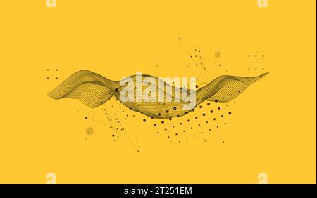 The abstract wave is made in a frame style. Template for science and technology presentation. Vector Stock Vector