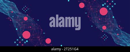 The abstract wave is made in a frame style. Template for science and technology presentation. Vector Stock Vector