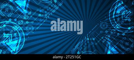 Abstract blue digital communication technology background. Stock Vector