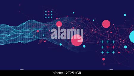 The abstract wave is made in a frame style. Template for science and technology presentation. Vector Stock Vector