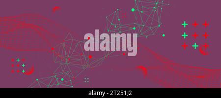 Abstract  background with wireframe waves. 3D surface. Vector Stock Vector